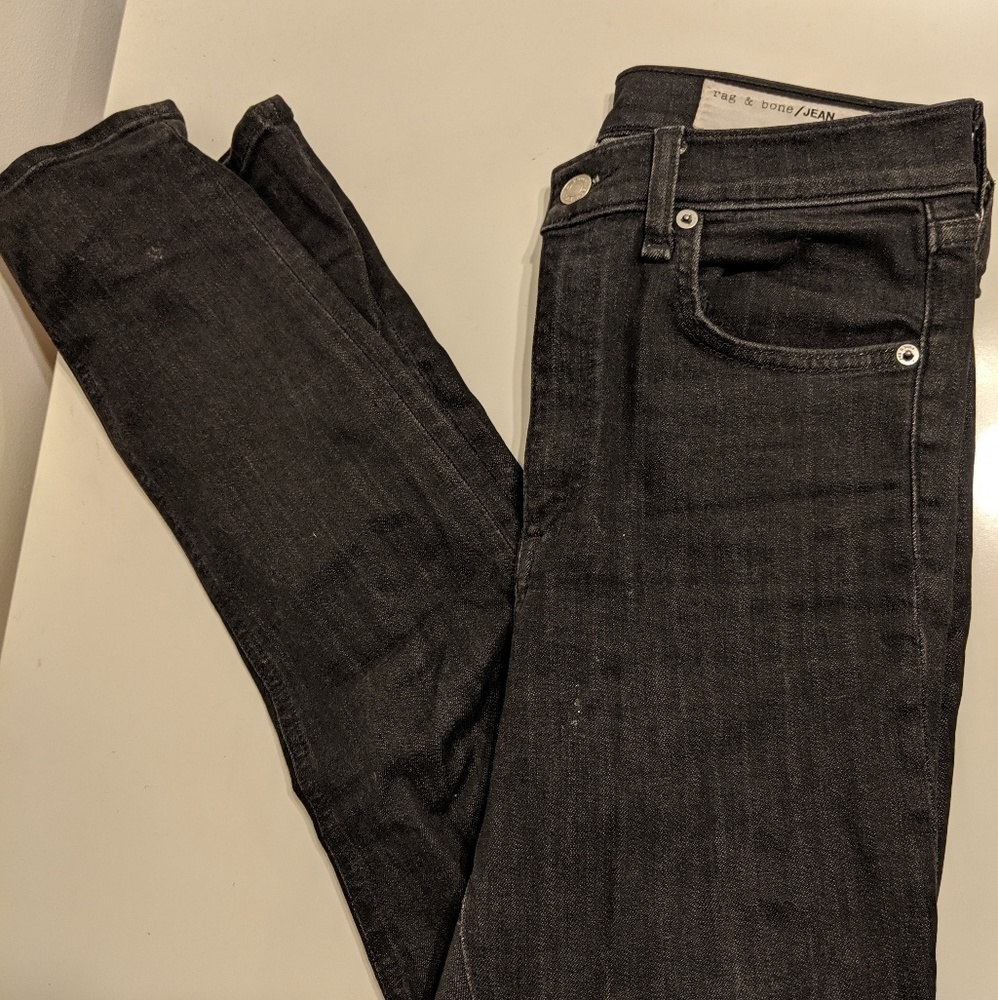 rag & bone dark gray high rise skinny jeans